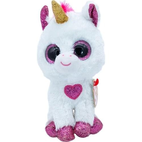 New 6" 15cm Ty Big Eyes Stuffed Peas Plush Animal Soft Pink love unicorn Doll Collection Boys and Girls Christmas Birthday Gifts
