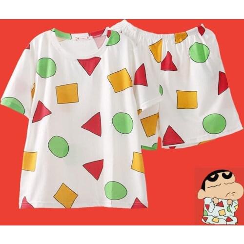 Pajamas Womens Summer Cotton Short Sleeve Korean Summer Cute Cartoon Fresh Thin Home Wear Two Piece Suit