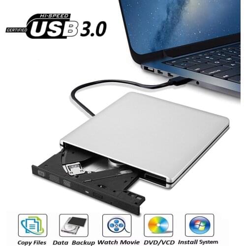 Portable Optical Drive Ultra Slim USB3.0 DVD Rewriter Burner External DVD Drive CD+/-RW DVD+/-RW Superdrive for Desktop/Notebook