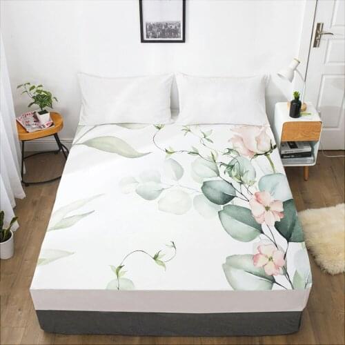 Elastic fitted sheet Bed sheet With An Elastic Band 150/180/200/160*200 Mattress Cover Bed cover 1pc Rustic flower leaf