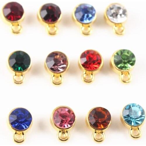 Mix 120pcs Gold Color Bottom Birthstone Charms Fit For Floating Glass Lockets