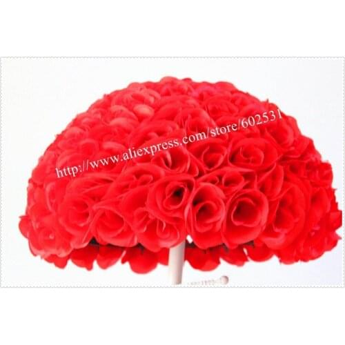 SPR More thickness 4X 40cm kissing red roses flower ball Free shipping by EMS 23 colors option artificial silk flower ball