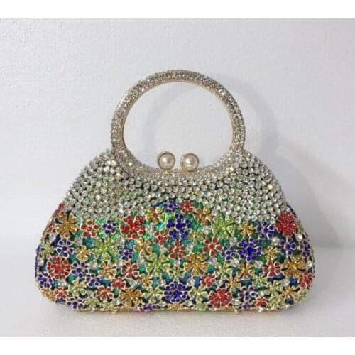 Rhinestone Bag Hollow Metal Crystal Dinner Cosmetic Bag