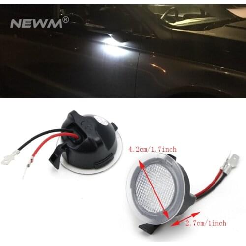 2pcs LED Under Side View Mirror Puddle Lights for Ford Edge Fusion Range Flex Explorer Expedition Mondeo Everest Taurus F-150
