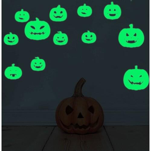 Halloween Luminous Stickers Vampire Bat Witch Pumpkin Holiday Decoration Self-Adhesive Wall Stickers Wallpaper