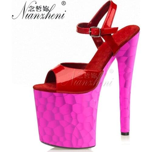 8 inches Super High heeled shoes Platform Patent leather Sexy Fetish 20CM Clubbing Queen Stripper Show Big Size Cross dressing