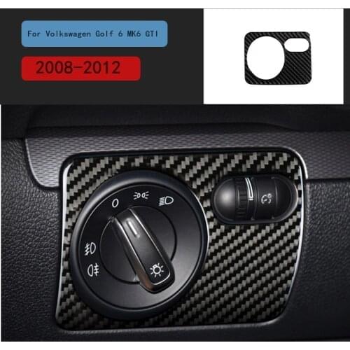 Carbon Fiber For VW Golf 6 MK6 GTI 2008 2009 2010 2011 2012 Accessories Interior Headlight Switch Cover Trim