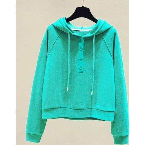 Korean style Loose Thin Long-sleeved Hoodie solid color Vintage Sweatshirt 2021 Spring Women Sweatshirts