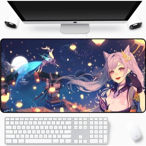 XL Yuanshen impact mouse pad HD printing computer game player seaming mouse pad xxl80x40cm keyboard computer desktop pad csgo