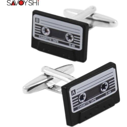 SAVOYSHI Retro Cassette tape Cufflinks for Mens Shirt Cuff bottons High Quality Enamel Cufflink Fashion Men Brand Jewelry Design