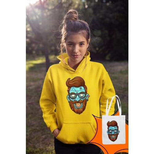 Angemiel Wear Entel Zombie Yellow Women 'S Hooded Sweatshirt With Bag Kombin