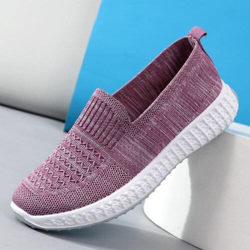 Womens Stretch Knit Single Shoes 2021 Spring Fashion Breathable Soft Bottom Wild Woven Womens Shoes Flat Casual Shoes