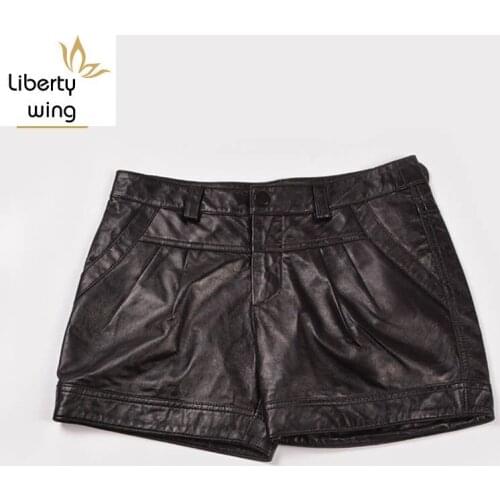 Korean Fashion 2020 Summer Womens leather Black Shorts Casual Draped Low Waist Short Feminino Size 3XL OL Mini Trousers Woman