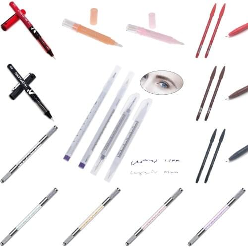 1/2*Tattoo Marker Pen Permanent Makeup Eyebrow Microblading Thin Scribe Tool Black/Red/Blue Piercing Skin Marker Position Supply