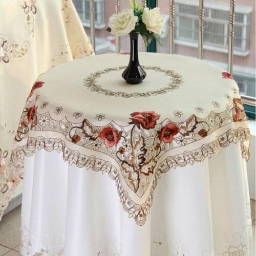 1pcs Pastoral Style Tablecloth Rural Vintage Embroidered Tablecloth Floral Washable Lace Table Cloth Cover Wedding Decor