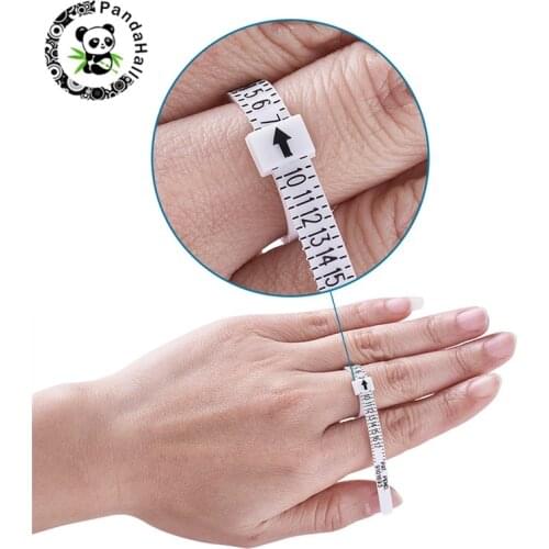 10pcs White Ring Sizer Gauge Plastic Finger Measuring Belt US 1-17 for Jewelry Measurement 11.5x0.5x0.15cm
