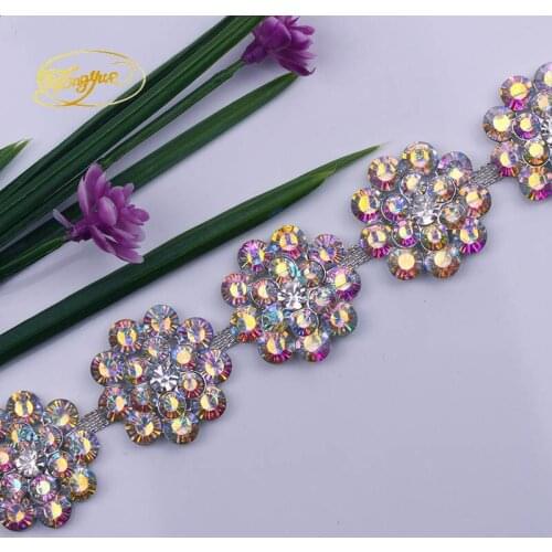 1YD Color Crystal Wedding Clothing Decoration DIY Sewing Embellishment Collocation Rhinestones