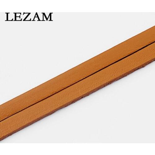 2meter Genuine Leather Nature Color 5*2mm Flat Leather Cord For Diy Bracelet Jewelry Findings Rope Cord Material Bijoux