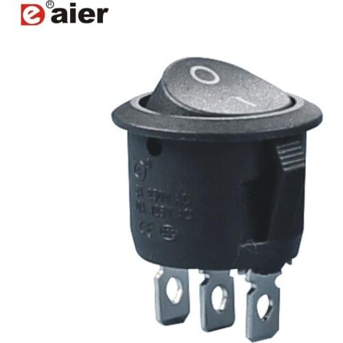 3Pins Round Rocker Switch ON ON SPDT Single Pole Double Throw Switches 10A 125VAC With Solder Terminal KCD1-5-102
