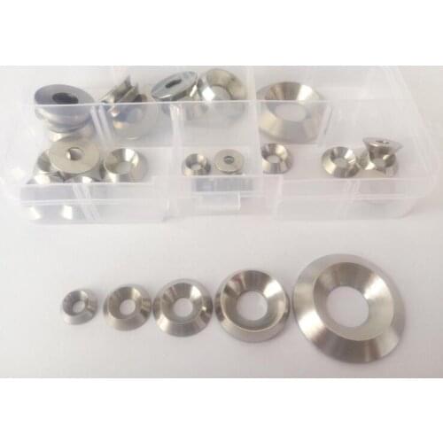 32pcs M3 M4 M5 M6 M8 M10 fisheye washer concave taper solid gasket stainless steel material combination packages
