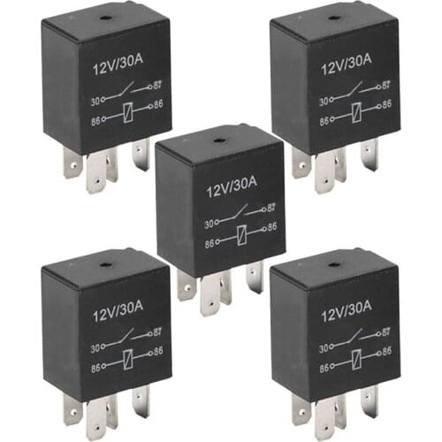 5 X 30A AMP 12V 4Pin Car Auto Relay Kit SPST For Fan Fuel Pump Light Horn