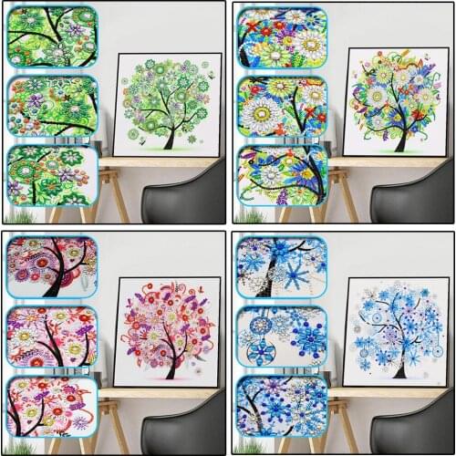 Diamond Embroidery Four Seasons Trees Picture Special Shaped Diamond Painting Needlework Rhinestone 5d Cross Stitch 30x30cm