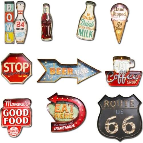 American Retro Iron Wall Decoration Bar Cafe LED Living Room Wall Lamp Internet Cafe Wall Hanging Creative Ornaments Light