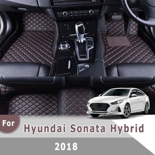 RHD Car Floor Mats For Hyundai Sonata Hybrid 2018 Waterproof Leather Carpet Custom Car Interior Accessories Car Styling Foot Pad