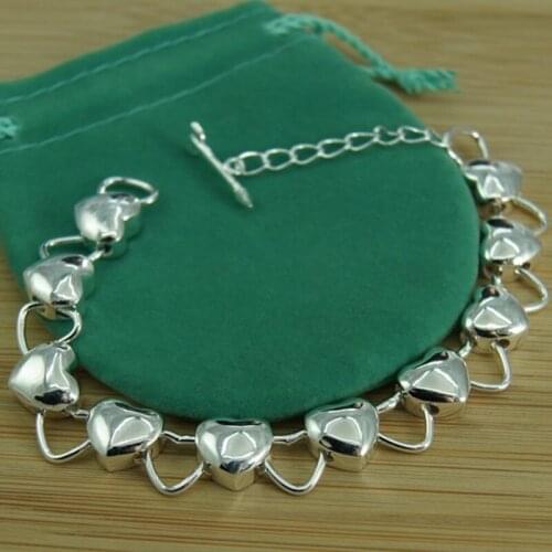 BABYLLNT 925 Sterling Silver Solid Hollow Full Heart Bracelet For Woman Charm Wedding Engagement Party Fashion Jewelry Gifts