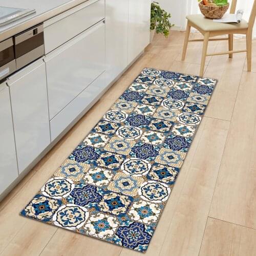Bohemia Kitchen Mat Carpet Doormat Flannel Anti-slip Entrance Door Mat Soft Rugs Mats for Living Room Bedroom Bathroom