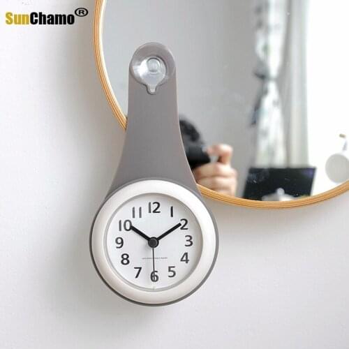 Bathroom waterproof anti-fog suction cup wall clock Fashion bathroom suction cup clock(white)