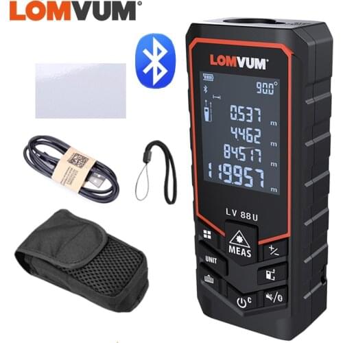 LOMVUM Bluetooth Laser Distance Meter USB Rechargeable Digital Laser Rangefinder Handheld 120m 100m 80m 50m Electric Leveling