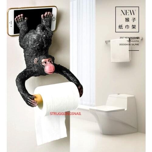 European Style Bathroom Monkey Tissue Holder Roll Holder Toilet Paper Holder Resin Waterproof Paper Holder Bathroom Accessories