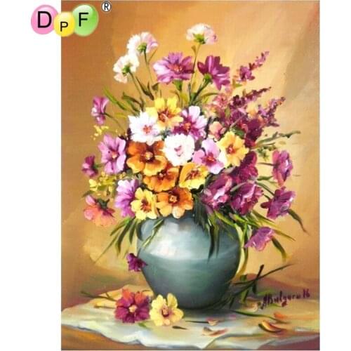 DPF 5D DIY diamond painting cross stitch vase flower diamond painting round diamond painting embroidery mosaic decoration gift