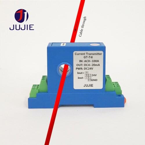 GT-T4I current transmitter high accuracy analog amp meter AC 10A 20A 30A 50A 100A 150A detector 4-20mA 0-5V 0-10V 12VDC 35mm DIN
