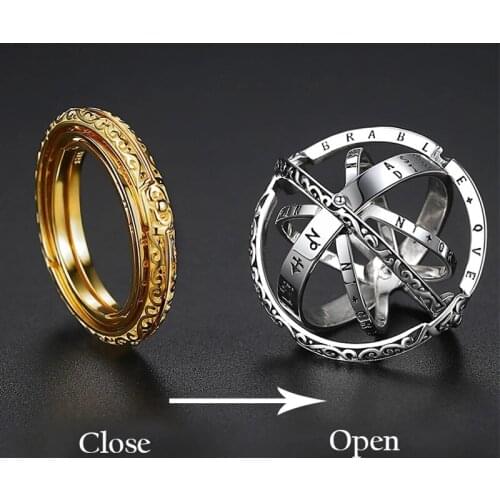Astronomy Ball Rings Retro Men Openable Rotate Sphere Cosmic Planet letter Ring Women Fashion Jewelry DropShipping Kольца