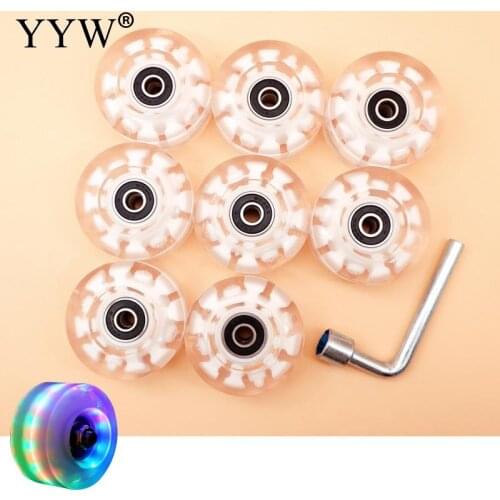 8pcs/Lot Flash Wheels PU Rubber Skate Wheels Luminated 82A Roller Skates With Ball Bearings Quad Double 2 Row Line Accessories