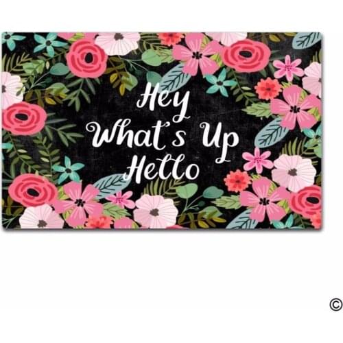 Door Mat Entrance Floor Mat Hey Whats Up Hello Designed Funny Non-woven Indoor Outdoor Doormat Fabric Top 23.6"x15.7"