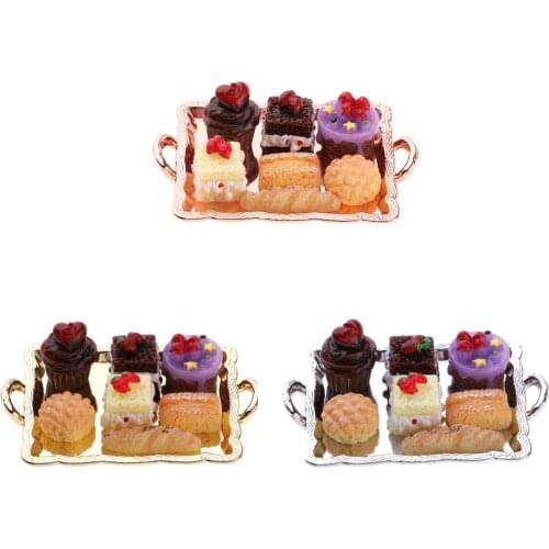 1:12 Dollhouse Miniature Food Cake Plate Breads Set for Kitchen Table Decoration Accessory perfect for pretend play toys