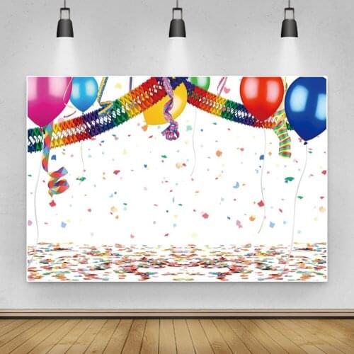 Laeacco Coloured Ribbon Balloon Newbron Cuatom Birthday Backdrops Photographic Backgrounds For Photo Studio Photocall Photophone