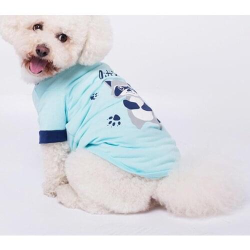 Summer Pet Dog Cat Clothing Cartoon Racoon Print Forelegs Soft T-Shirt Top Vest