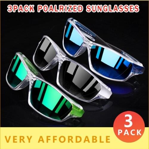 3 PACK Polarized Sport Style Sunglasses Men Ultralight Eyeglasses Frame Sun Glasses Outdoor Travel UV400 Lens Goggles CE