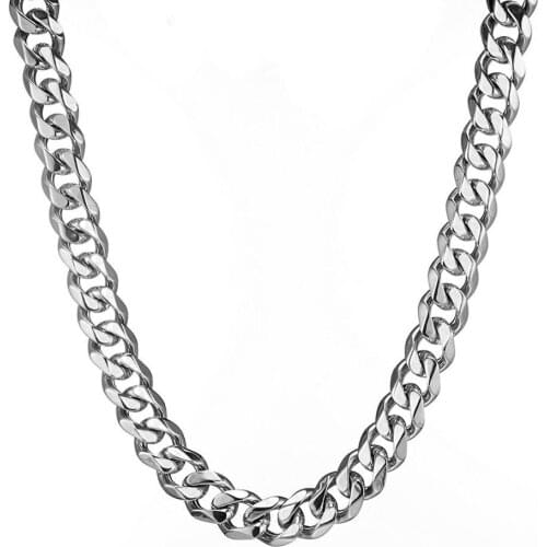 Granny Chic Custom ANY Length 10/12/15/19mm Curb Cuban Mens Chain Boys Stainless Steel Necklace or Bracelet Fashion Jewelry