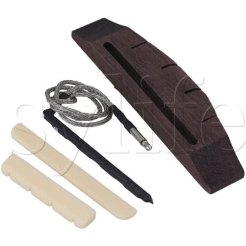 A Set of Rosewood Bridge Piezo Bridge Saddle Nut for Ukulele Guitar E-acoustic