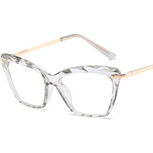Crystal Multi-faceted Glasses Ladies New Eyeglasses Frame Trendy Fashion Metal Frame Tide Flat Mirror