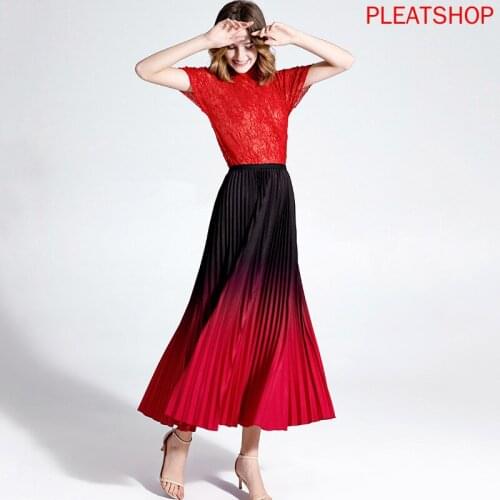Pleated Skirt Mid-Length MIYAKE Plus Size Expansion Skirt Summer Gradient High Waist Slimming Pleats Skirt Upe Faldas Falda Saia