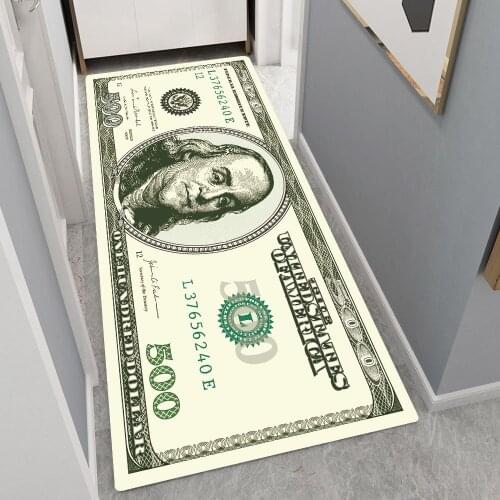Retro Currency Money US Dollar Pattern Entrance Door Mat Porch Carpet Home Living Room Decoration Rectangular Carpet Flannel