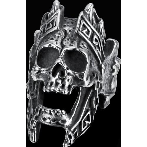 Rock Unique Gods of War Ares Skull Rings Punk Rock Warrior 316L Stainless Steel Ring Mens Biker Jewelry