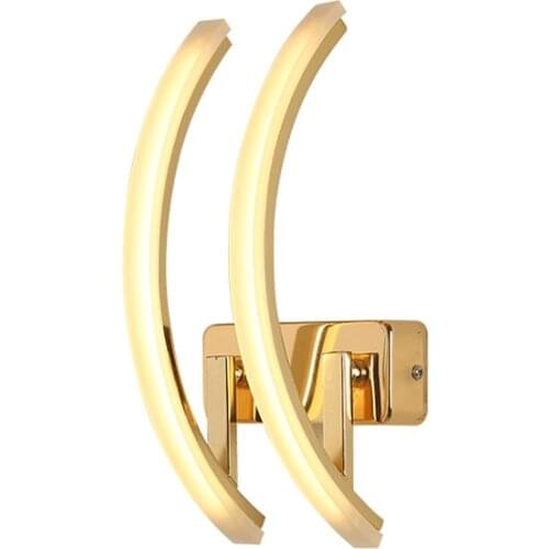 Modern Minimalist Wall Lights 20W Double-Head Gold Chrome Aluminium And Acryic LED Wall Sconce For Bedroom Living Room Hallway