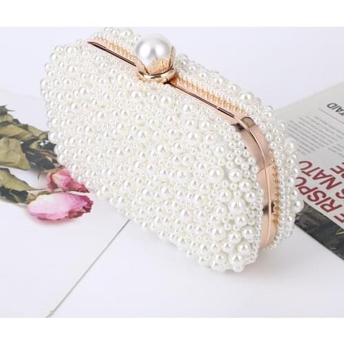 White Pearl Wedding Clutch Bag Party Purse and Handbag Womens Evening Bag Luxury Design Chain Shoulder Bag ZD1833